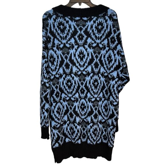 Free People Blue Black Winter Skies Print Tunic Dress Oversized Sweater Size M - Picture 11 of 13